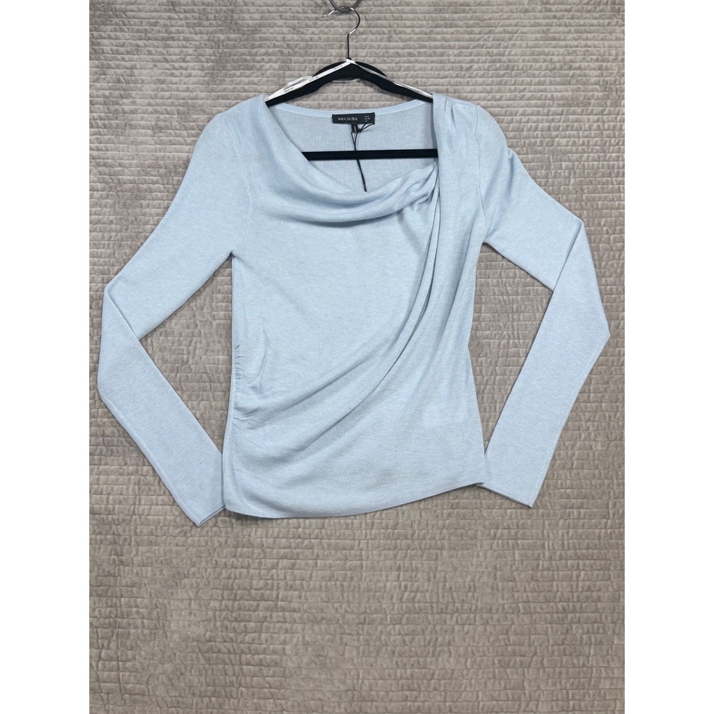 DECJUBA Allie Twist Long-Sleeve Top Sky Blue Soft Cozy Sweater Size Small NWT